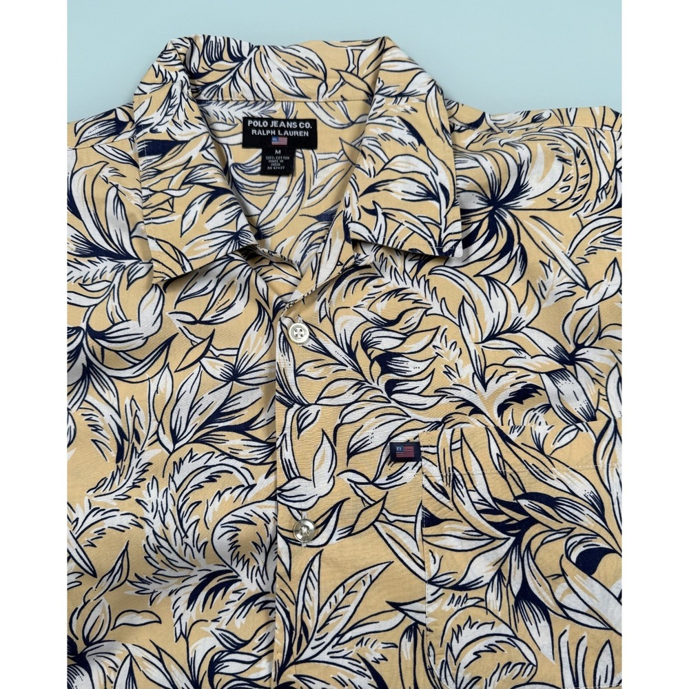 VTG 90s Polo Jeans Co. Ralph Lauren Camp Shirt Mens M Hawaiian Floral DadCore